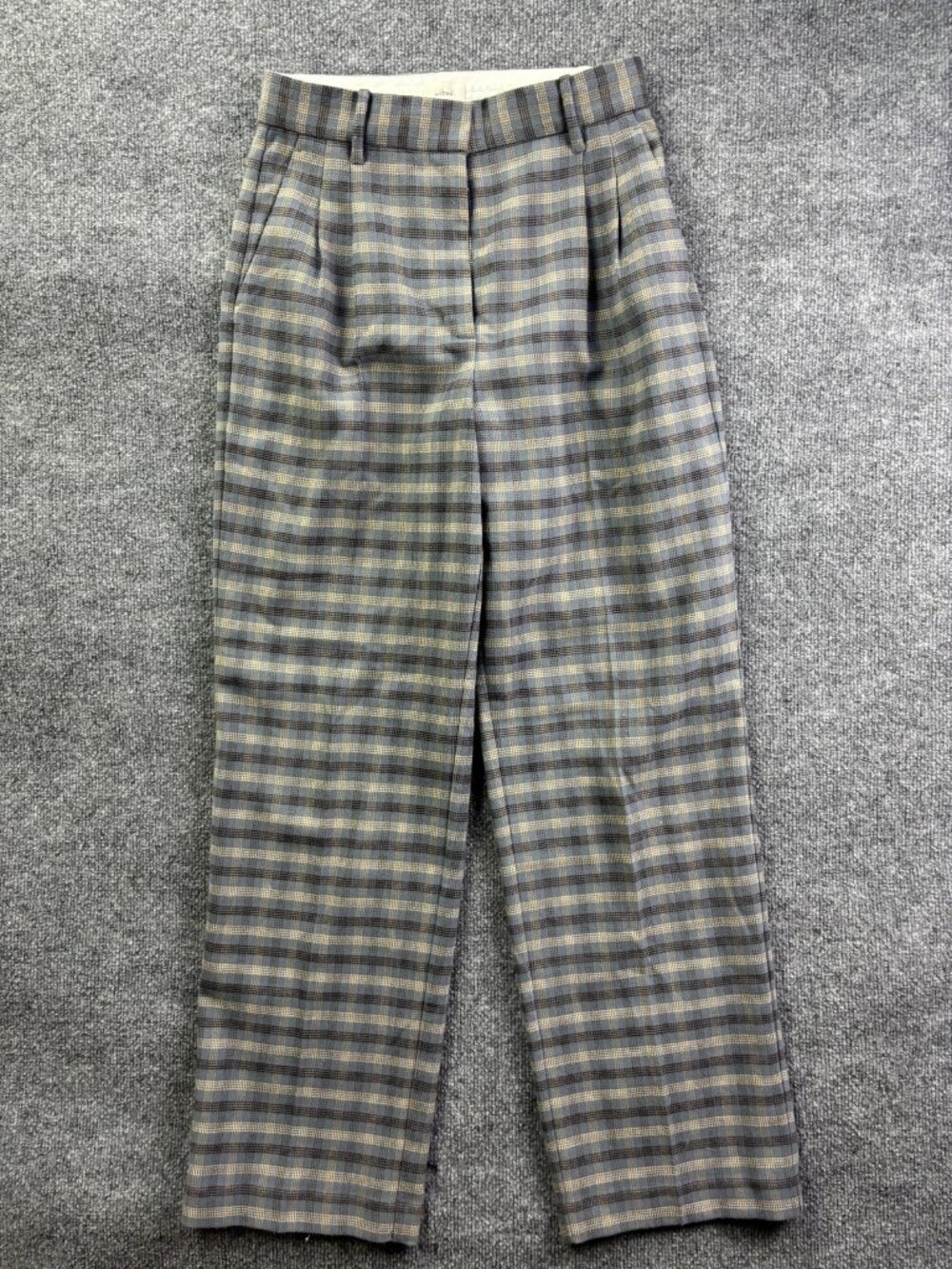 Wilfred Dress Pants Womens 8 Blue Plaid Twill Pleated Straight Leg‎ Stretch